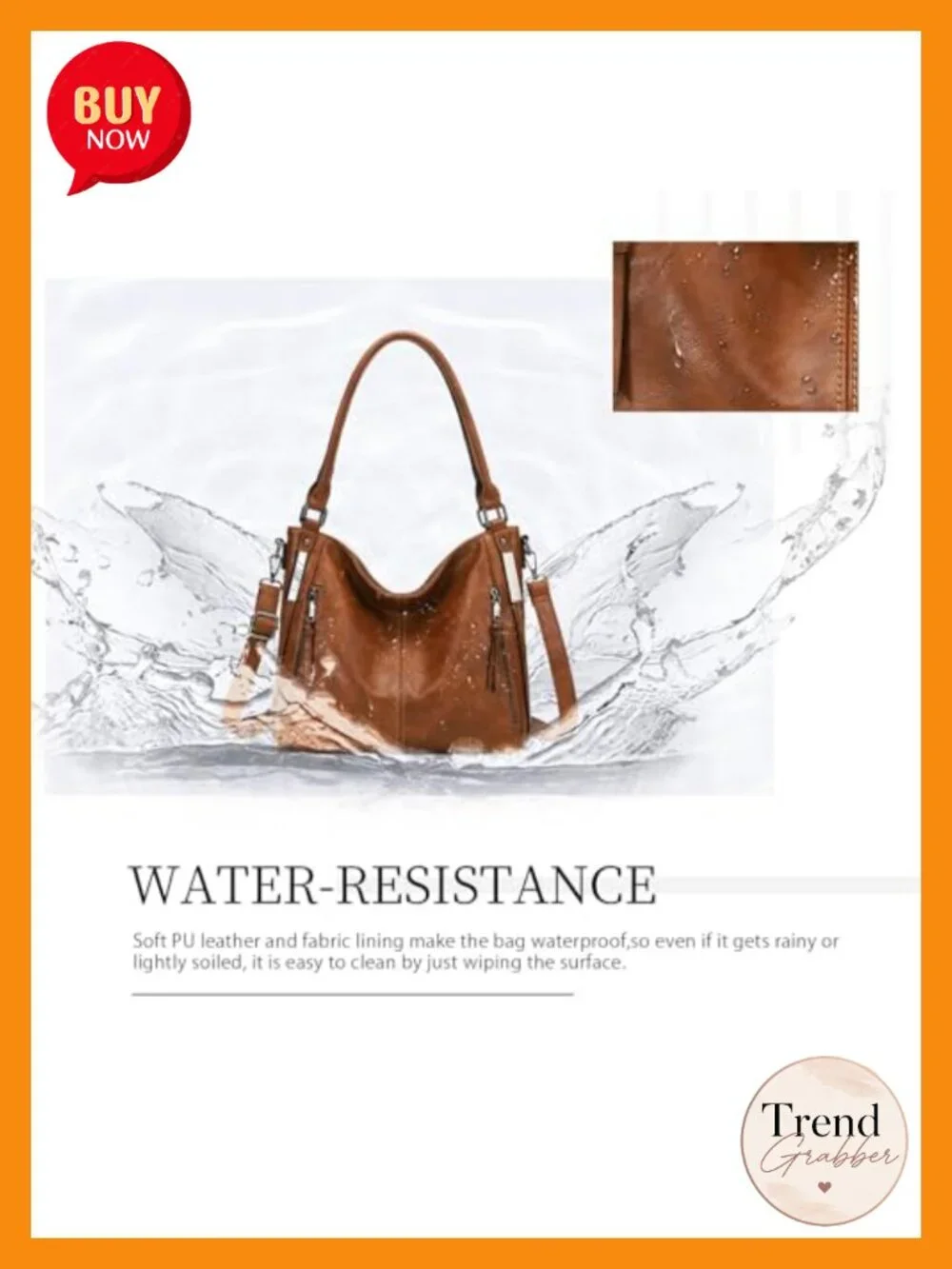 Large Hobo Tote Bag Soft PU Leather Shoulder Handbag Multiple Compartments
